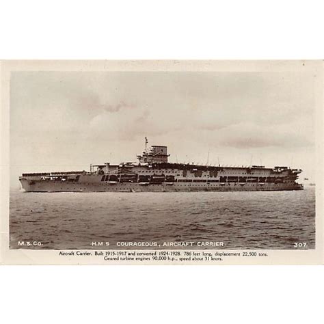 H M S Courageous Aircraft Carrier Mills Co Real Photo Post Card View On EBid United