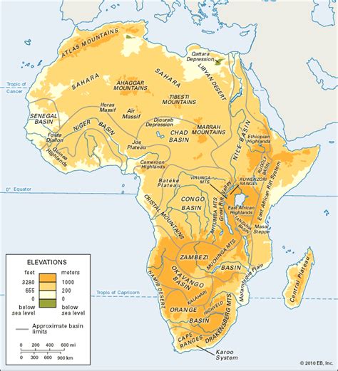 Africa Map Physical Features Labeled Physical Map Of Africa Mountains