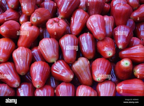 Red Rose Apple Fruit In Bulk At An Asian Market Stock Photo Alamy