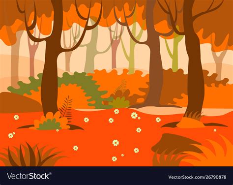 Cartoon Background Colorful Forest In Autumn Vector Image
