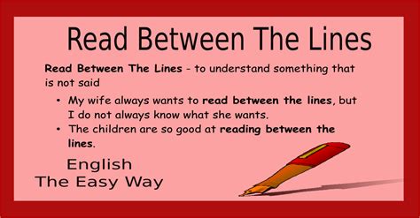 Read Between The Lines English Idioms English The Easy Way
