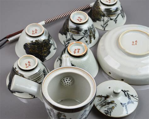 Black And Gold Kutani Ware Japanese Tea Set Vintage Porcelain Etsy