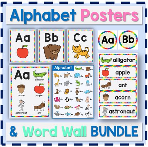 Alphabet Posters And Word Wall Bundle Rainbow Bright Classroom