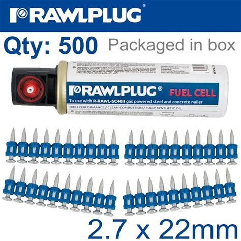 Rawlplug Plastic Collated Pins For Concrete 27mmx22mm Wfuel Cell R