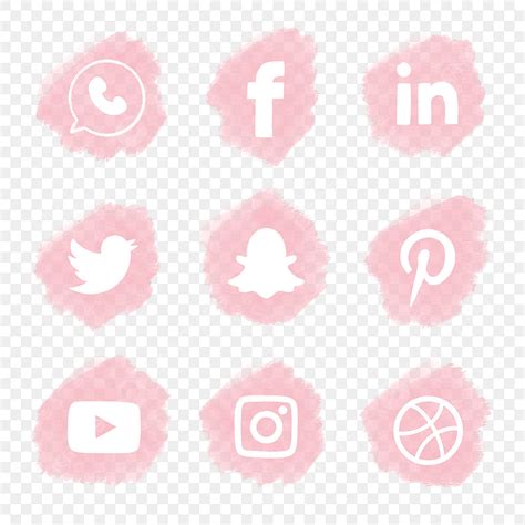 Hand Drawn Style White Transparent Watercolor Pink Social Media Icon