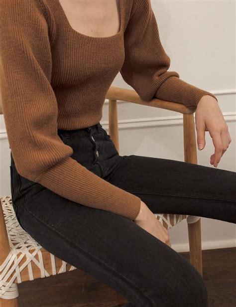 Brown Sweater With Black Jeans Fashion Clothes Aesthetic Clothes