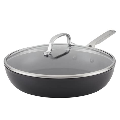 kitchenaid hard anodized induction nonstick frying pan with lid 12 25 inch matte black