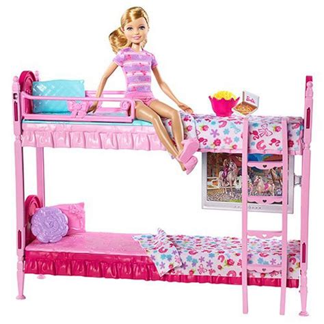 2018 Barbie Sisters Bunk Beds Set With Stacie Doll And Bunny Slippers