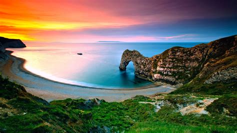 Nature Landscape Sea Water Beach Cliff Sunset