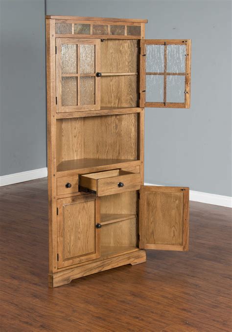 Kitchen corner cabinets are available in an almost endless range of designs and materials. Sunny Designs Sedona Rustic Oak Corner China Cabinet | The ...