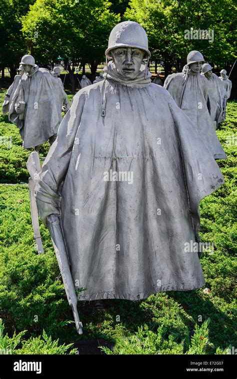 Usa Washington Dc National Mall Korean War Veterans Memorial Statues