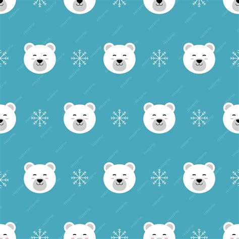 Premium Vector Polar Bear With Ice Icon Seamless Pattern