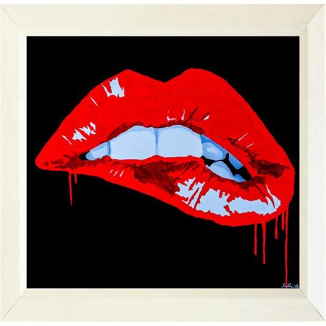 Buy Art For Less Sexy Kiss Lips Lip Biting Framed Graphic Art Print