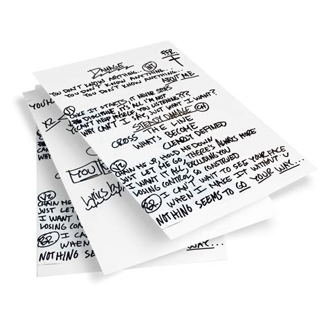 Handwritten Lyric Sheet — Freak Machine Records