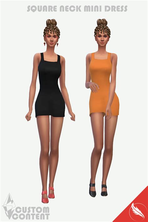 The Sims 4 Mini Dress Cc The Sims 4 Square Neck Mini Dress