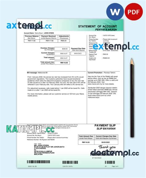 Sample Malaysia Maxis Bank Statement Word And Pdf Template 5 Pages