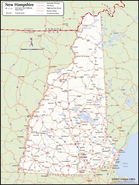 New Hampshire Wall Map With Counties By Mapsales