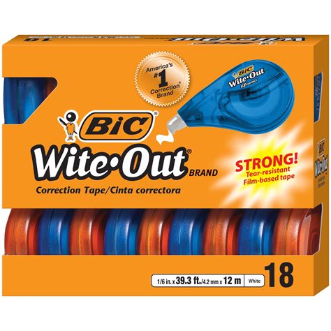 BIC Wite Out EZ Correct Correction Tape White 18 Count Walmart Com