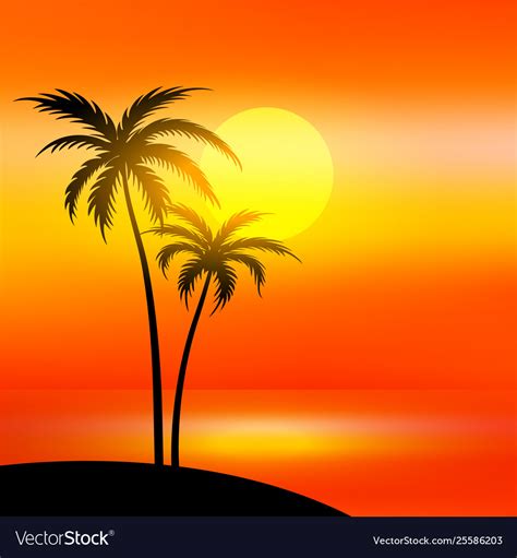 Beach Scene With Palm Tree