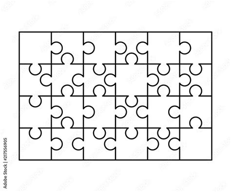 24 White Puzzles Pieces Arranged In A Rectangle Shape Jigsaw Puzzle