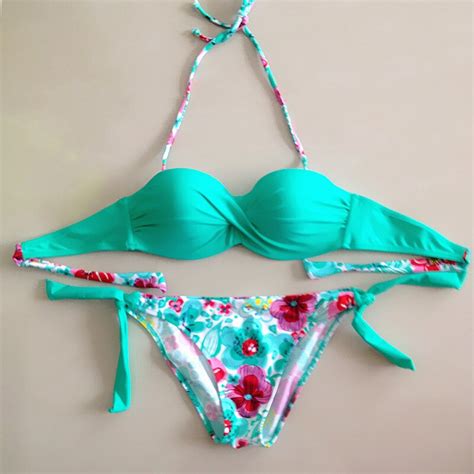 Hotsale Multi Colors Biquini Brazilian Swimsuit Floral Print Bikini Push Up Bandeau Top Sexy