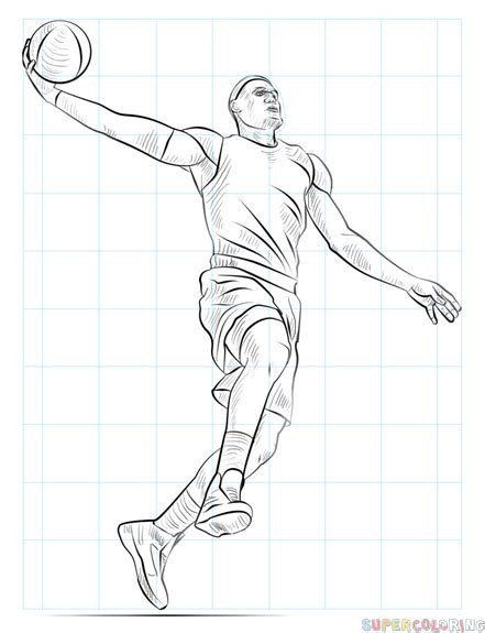 Chibi cute african american boy drawing holding a bask. How to draw a basketball player dunking | Step by step ...