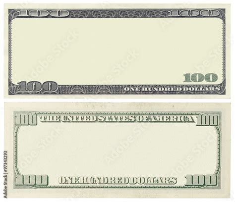 Blank 100 Dollar Banknote Isolated On White Stock Photo And Royalty