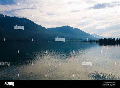 The Austrian Alpine Lake Of Wolfgangsee And The Mountain Of Of