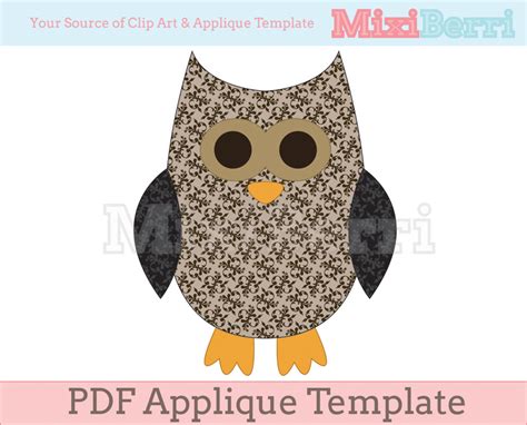 applique template owl pdf on luulla