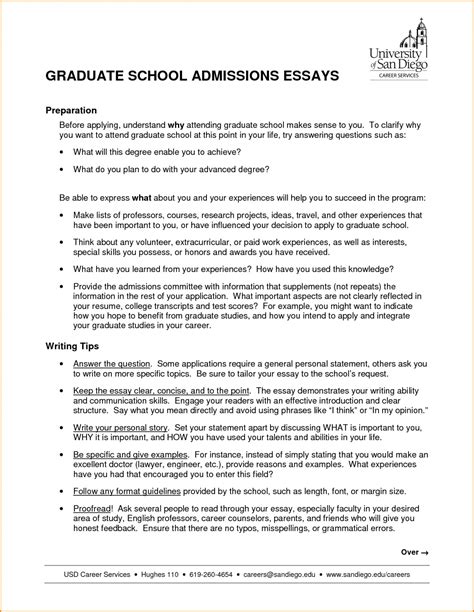 College Essay Graduate Admissions Essay Examples