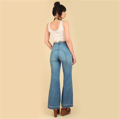 Vintage 70s Dittos Jeans High Waisted Waist Faded Distressed Denim