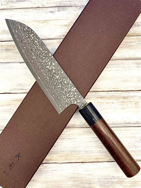 Couteau Artisanal Japonais Yoshimi Kato Santoku Vg Cm Damascus