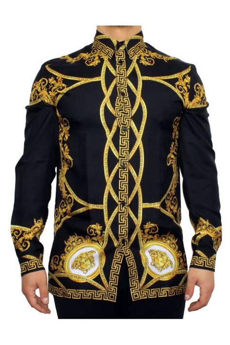 Chemise classique en soie à manches longues pour hommes; Chemise Homme Versace - Darlenemerkler.com