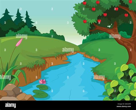 Forest With River Stock Vector Image And Art Alamy