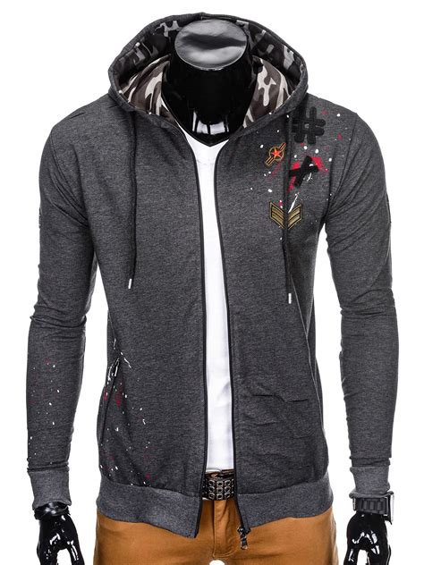 Mens Zip Up Hoodie B802 Dark Grey Modone Wholesale Clothing For Men