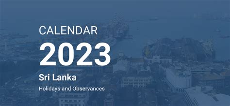 Year 2023 Calendar Sri Lanka