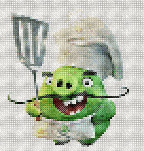 Chef Pig Cross Stitch Pattern Angry Birds Cartoon By Distefanoart Angry