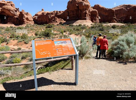 Double Arch Trail Arches National Park Moab Utah Stock Photo Alamy