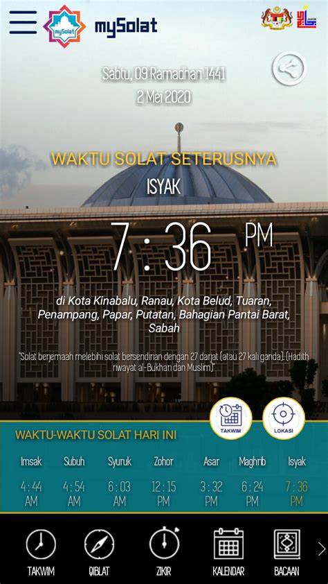 An elegant app, easy and convenient interface for prayer times, kiblat direction and nearby masjid wherever you are. mySolat Aplikasi Tepat Waktu Solat Malaysia