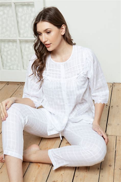 100 Cotton Victorian Style White Cotton Pyjamas Pajamas By Etsy