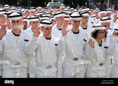 Midshipmen From The Us Naval Academy Are Sworn In During Induction Day