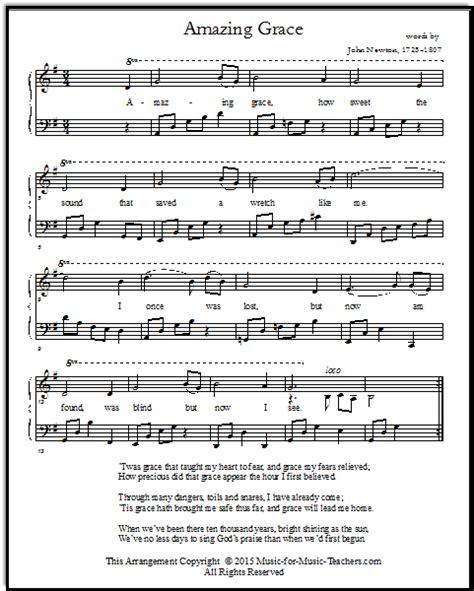 It usually contains musical symbols to show pitches, rhythms, or chords of a song. Amazing Grace Piano Sheet Music - Full Arrangements, Free!