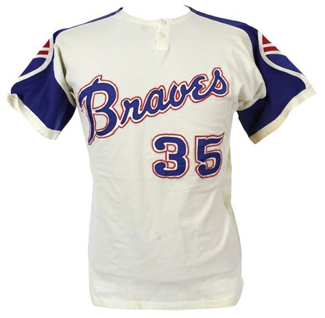 Fully stitched baseball team logo, player name and numbers on the jersey. Lot Detail - 1972 Phil Niekro Atlanta Braves Game Worn Home Jersey (MEARS A8.5) First Braves ...