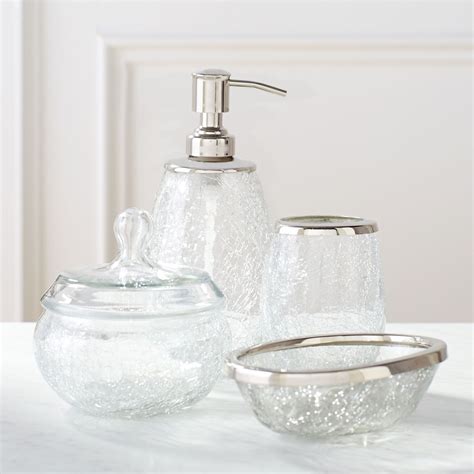 Fashion Meets Function In Our Sleek Crackle Glass Bath Accessories