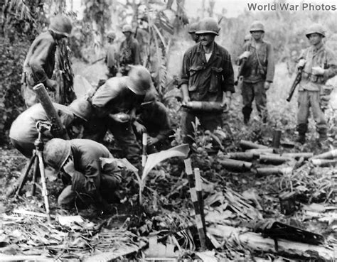 7th Infantry Division Mortar Squad In Action On Leyte World War Photos