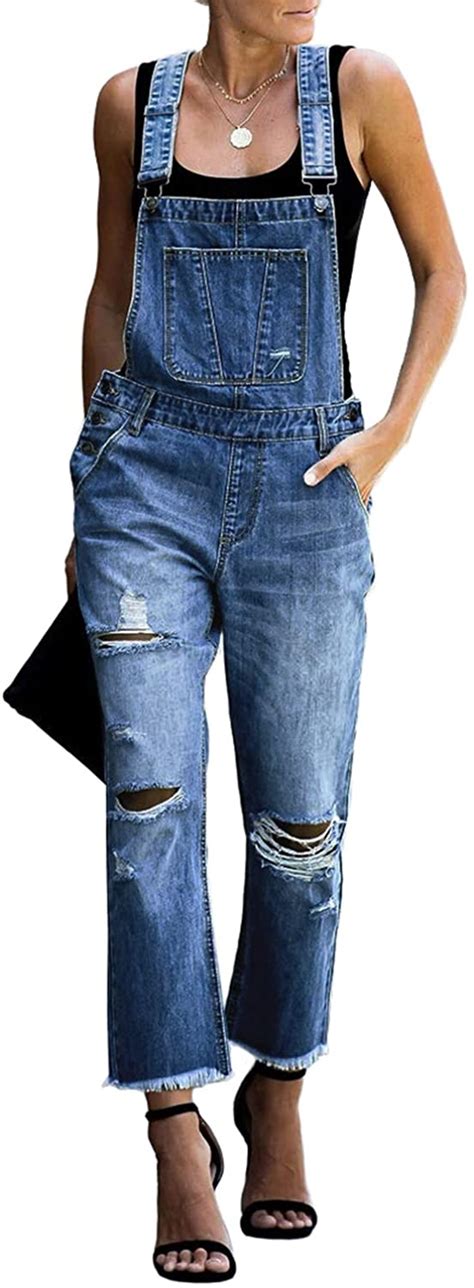 Luvamia Women S Casual Stretch Adjustable Denim Bib Overalls Jeans