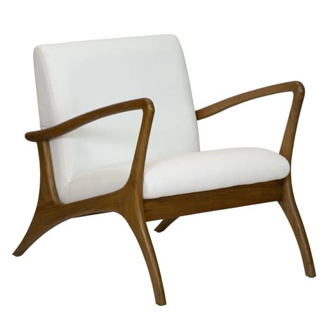 Bella Mid Century Modern White Upholstered Teak Wood Outdoor Lounge