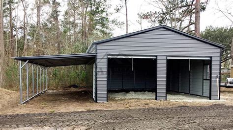 38x35 Metal Garage With Lean To Strong Durable Garages With Endless