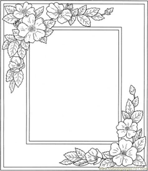 Photo Frame With Flowers Coloring Page Free Decorations Coloring