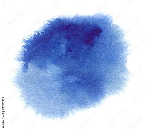 Blue Watercolor Stain With Splash Watercolour Paint Strokes Blots And